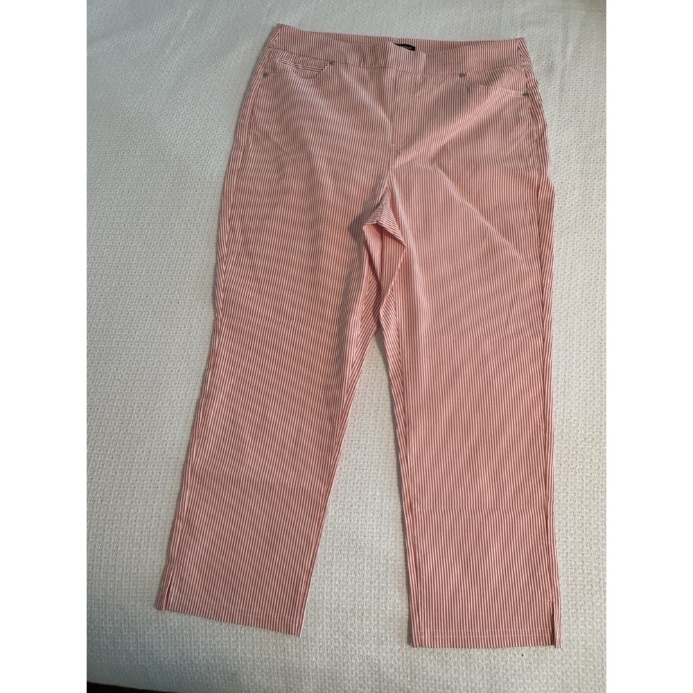 Mario Serrani Italy Pink & White Comfort Stretch Pinstripe Pants Size L